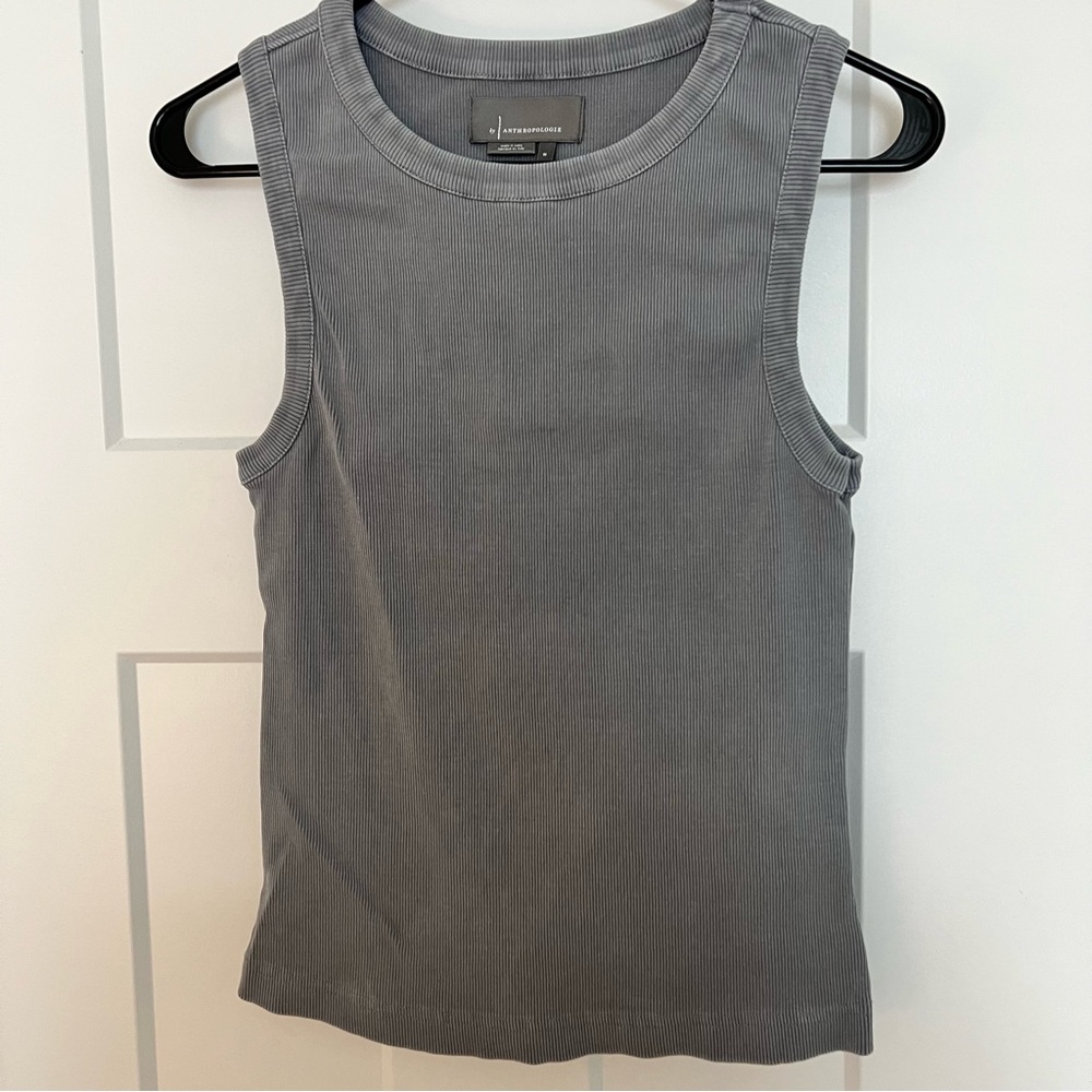 Anthropologie Charcoal Ribbed Tank Top size medium